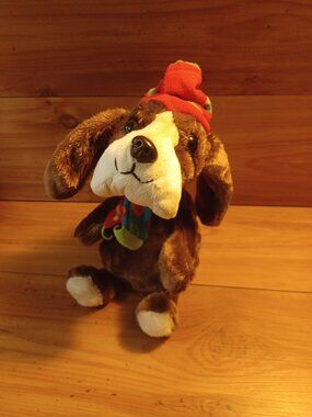 Vintage Christmas Dan Dee Singing  Dog Hound Plush Animated Light 10'in